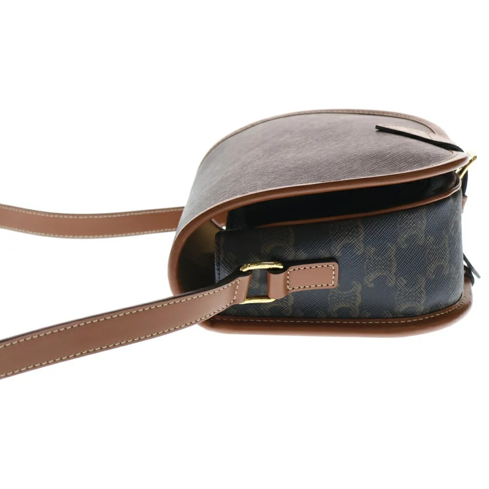 CELINE Triomphe Shoulder Bag Brown Leather - Picture 3 of 6